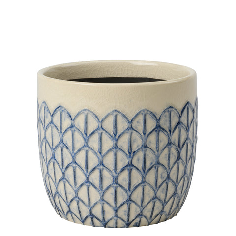 Collector Glazed Pot, Crème Geo, 13cm, by Burgon & Ball