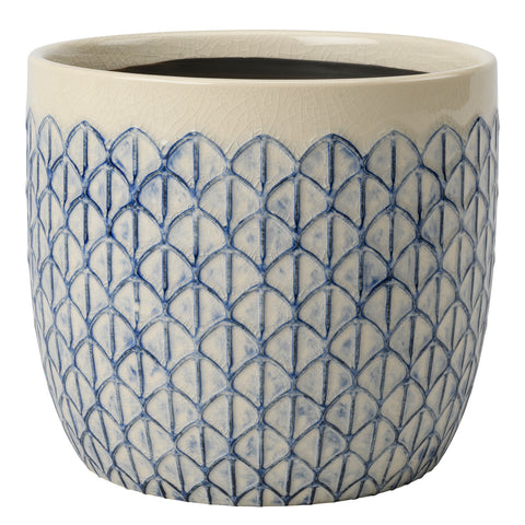 Collector Glazed Pot, Crème Geo, 18cm, by Burgon & Ball