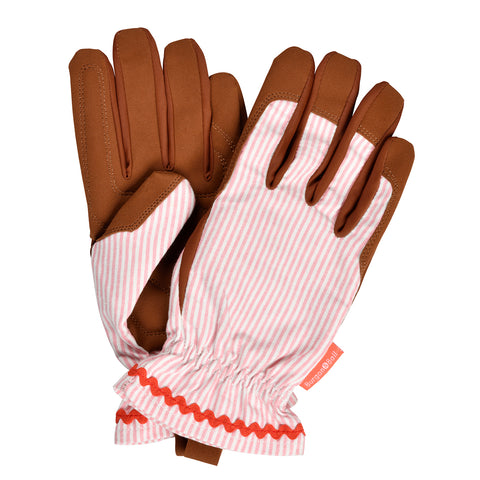 Collector range women's gardening gloves, pink stripe, by Burgon & Ball