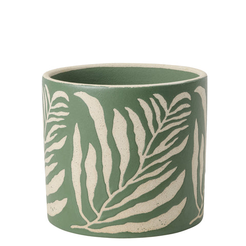 Collector Glazed Pot, Green Leaf, 13cm by Burgon & Ball