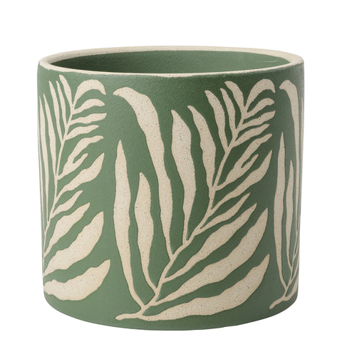 Collector Glazed Pot, Green Leaf, 16cm, by Burgon & Ball