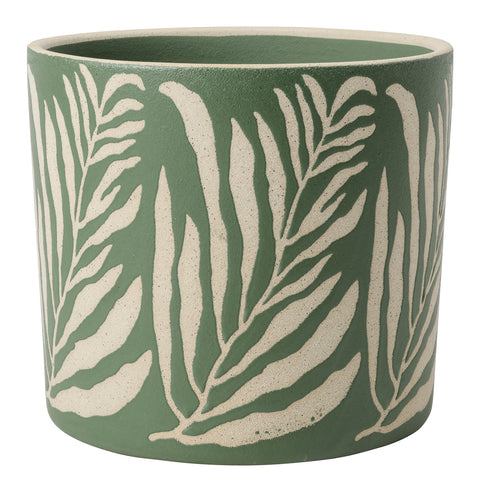 Collector Glazed Pot, Green Leaf, 18cm, by Burgon & Ball