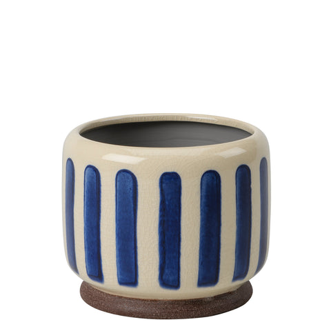 Collector Glazed Pot, Blue Stripe, 10cm, by Burgon & Ball