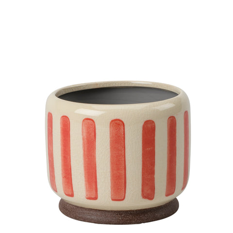 Collector Glazed Pot, Red Stripe, 10cm, by Burgon & Ball