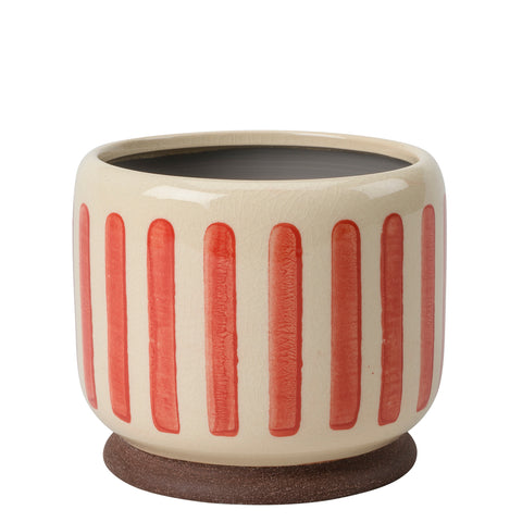 Collector Glazed Pot, Red Stripe, 13cm, by Burgon & Ball