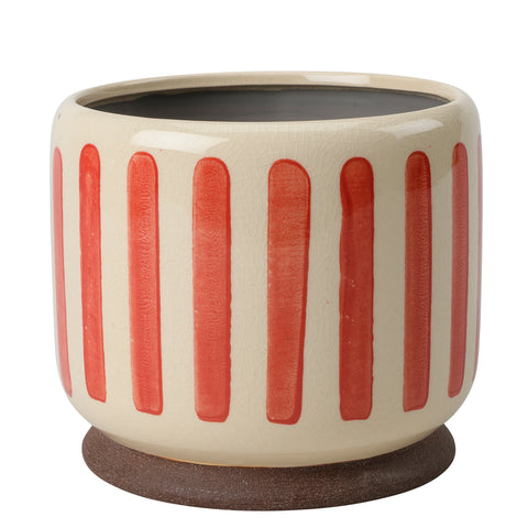 Collector Glazed Pot, Red Stripe, 16cm, by Burgon & Ball