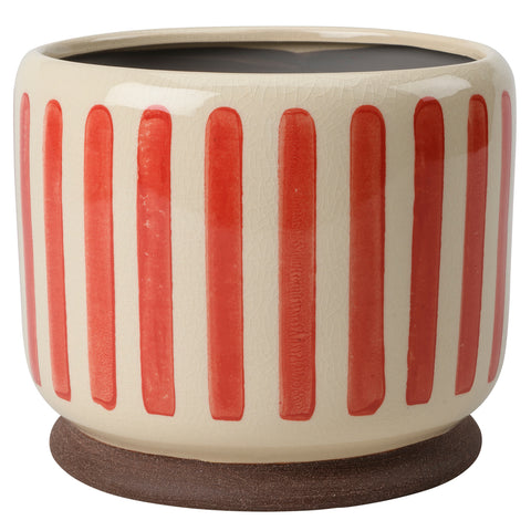 Collector Glazed Pot, Red Stripe, 18cm, by Burgon & Ball