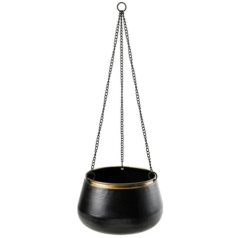 Sahara Sunset metal hanging plant pot, large, by Burgon & Ball